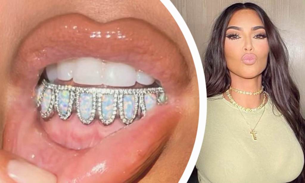 Kim Kardashian shows off opal and diamond ‘birthstone&nbsp;grill’