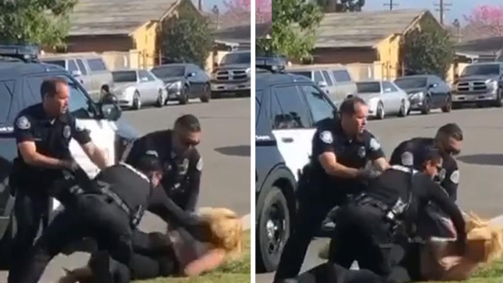 POLICE BRUTALITYCOPS STOP FELLOW OFFICER FROM PUNCHING HANDCUFFED WOMAN Punching Cop Placed On Paid Leave