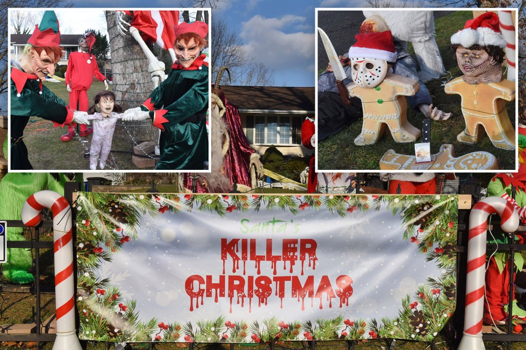 Gruesome ‘Killer Christmas’ display with skeleton Santa creeps out&nbsp;neighbors￼