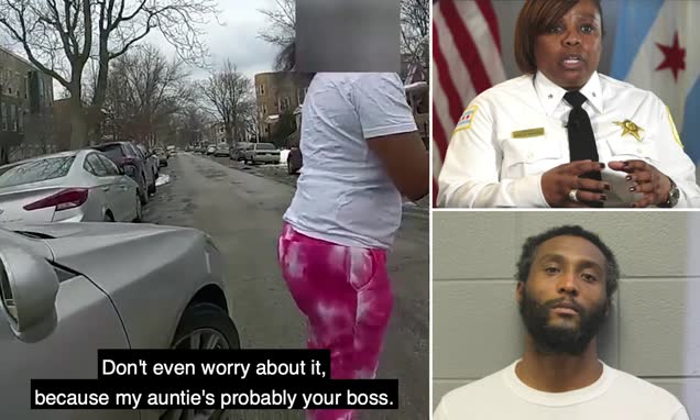 ‘My auntie is probably your boss’: Moment niece of senior Chicago cop threatens officers who pulled her over after seeing her passenger throw 84 BAGGIES of heroin from the&nbsp;window