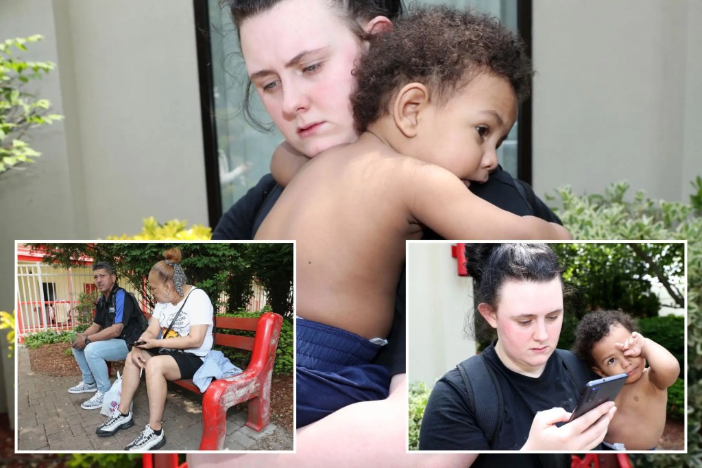 Homeless mom forced to change baby’s diaper on outside bench after being booted from Yonkers hotel for NYC&nbsp;migrants